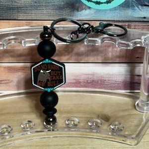 Black and Blue Keychain with Bull Design